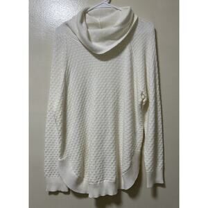 Vintage Chaus New York Women's White Cotton Cowlneck Sweater Pullover - Size L